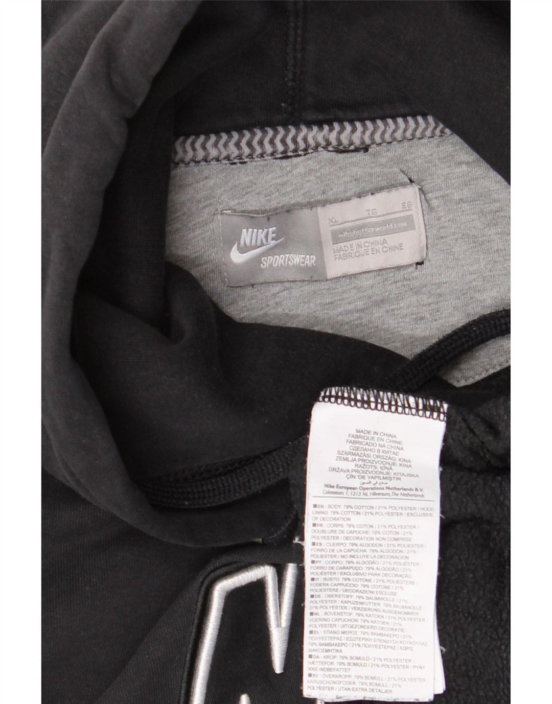 Pulover NIKE pentru damă, grafic supradimensionat, bumbac negru UK 18 XL