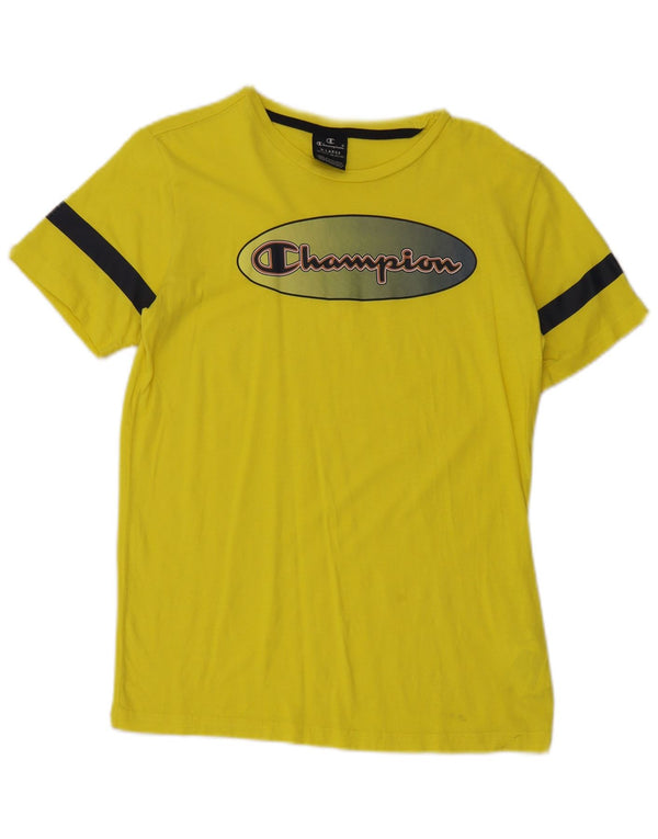 Tricou grafic Champion pentru băieți Top 13-14 ani XL galben Colorblock Bumbac