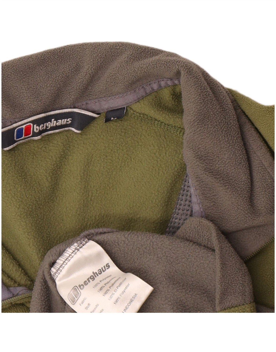 Jumper pentru bărbați Berghaus, cu fermoar și gât, din fleece, mediu kaki, poliester