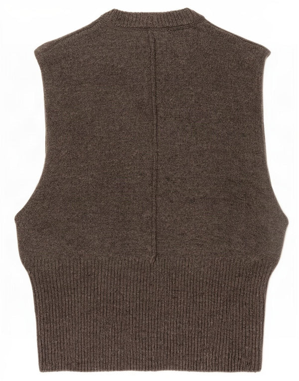 Zara Femei Vest Tank Top UK 10 Small Gri Lână