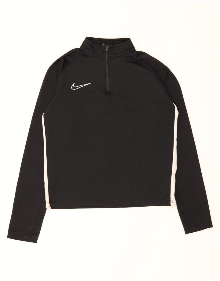 Jachetă de trening Nike Dri Fit Zip Neck pentru băieți 10-11 ani Negru mediu