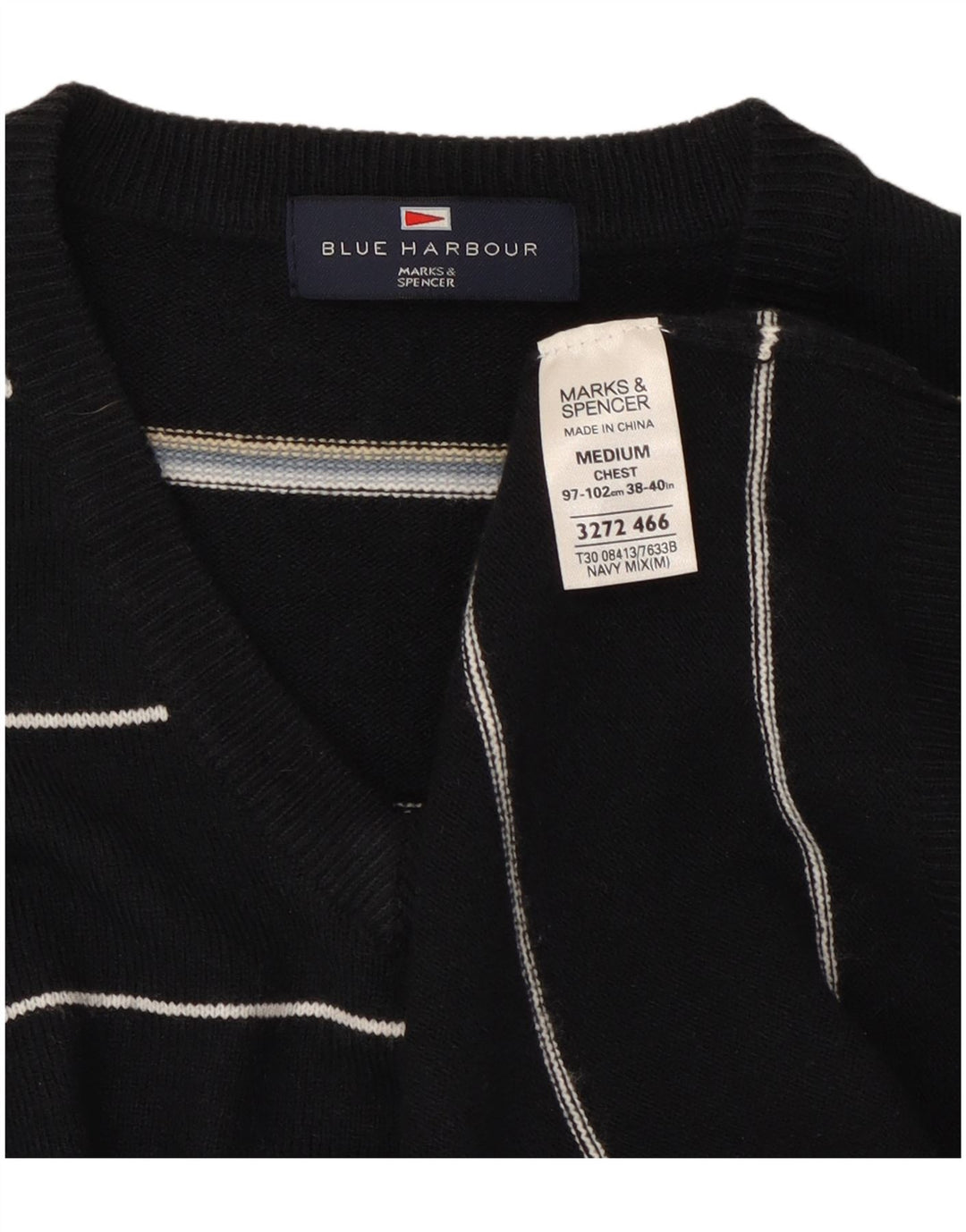Pulover Marks & Spencer pentru bărbați, Blue Harbour, cu decolteu în V, mediu bleumarin
