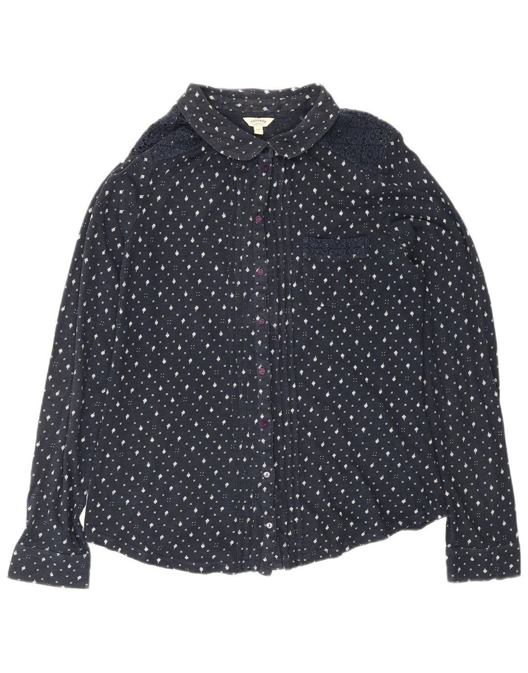 FAT FACE Bluză cămașă pentru femei UK 12 Medium Bluemarin Floral Bumbac