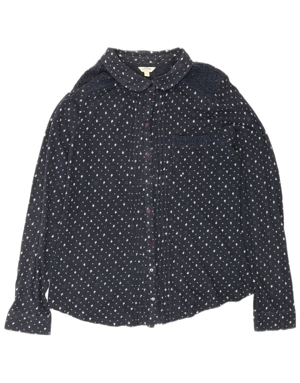 FAT FACE Bluză cămașă pentru femei UK 12 Medium Bluemarin Floral Bumbac