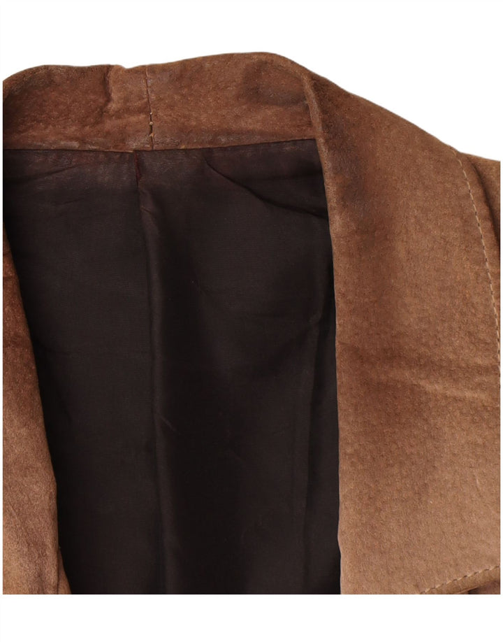 Jachetă de piele de piele vintage pentru femei UK 14 maro mediu