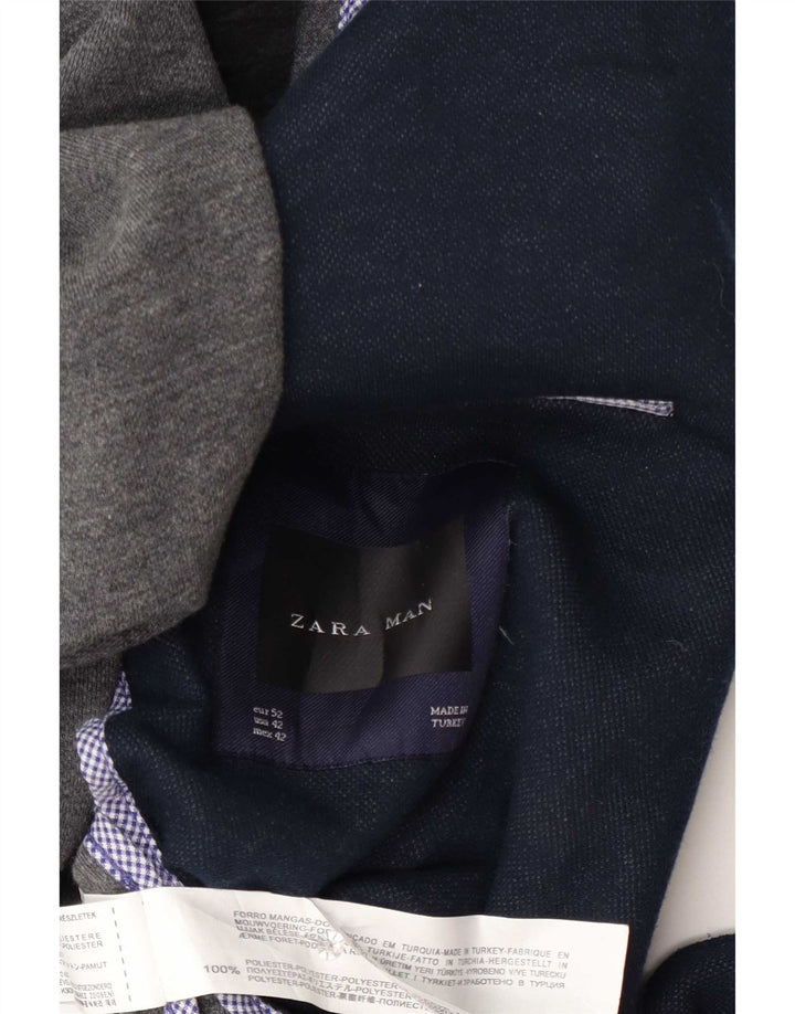 Blazer pentru bărbați Zara cu 2 nasturi EU 52 Poliester mare bleumarin