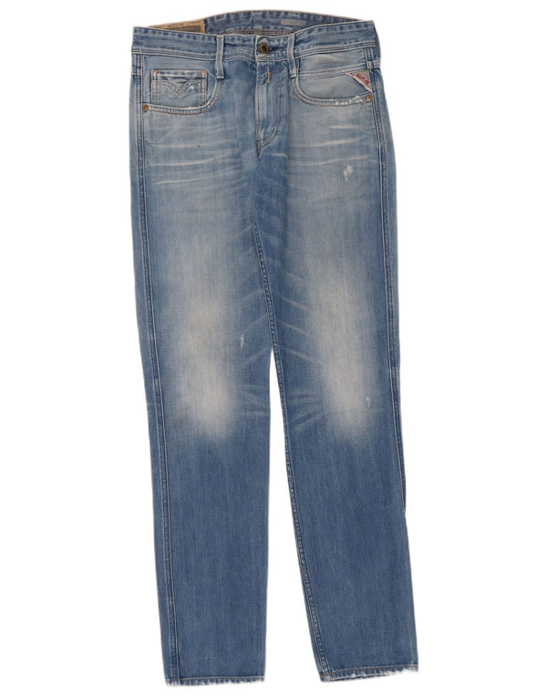 REPLAY Blugi slim pentru bărbați învechiți W32 L34 Bumbac albastru