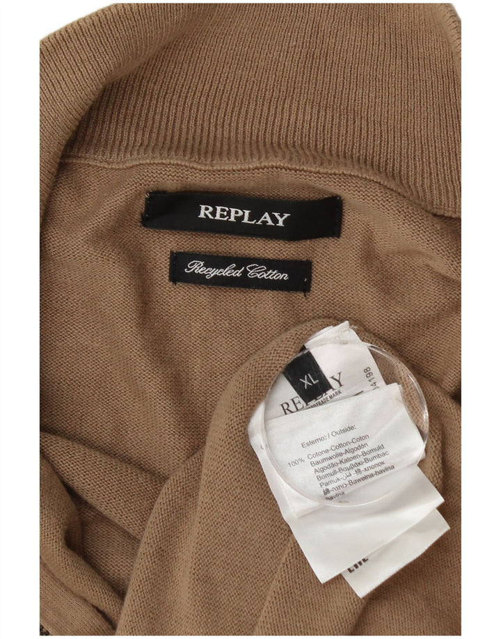 Pulover cardigan pentru bărbați REPLAY XL, bej, bumbac