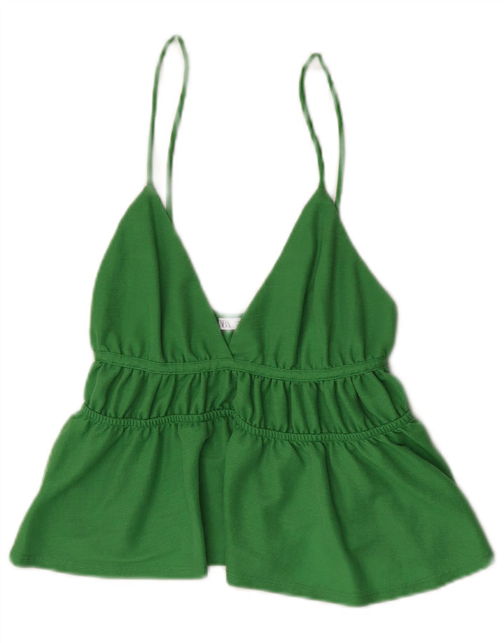 Top Crop pentru femei Zara UK 8 Small Green Viscose