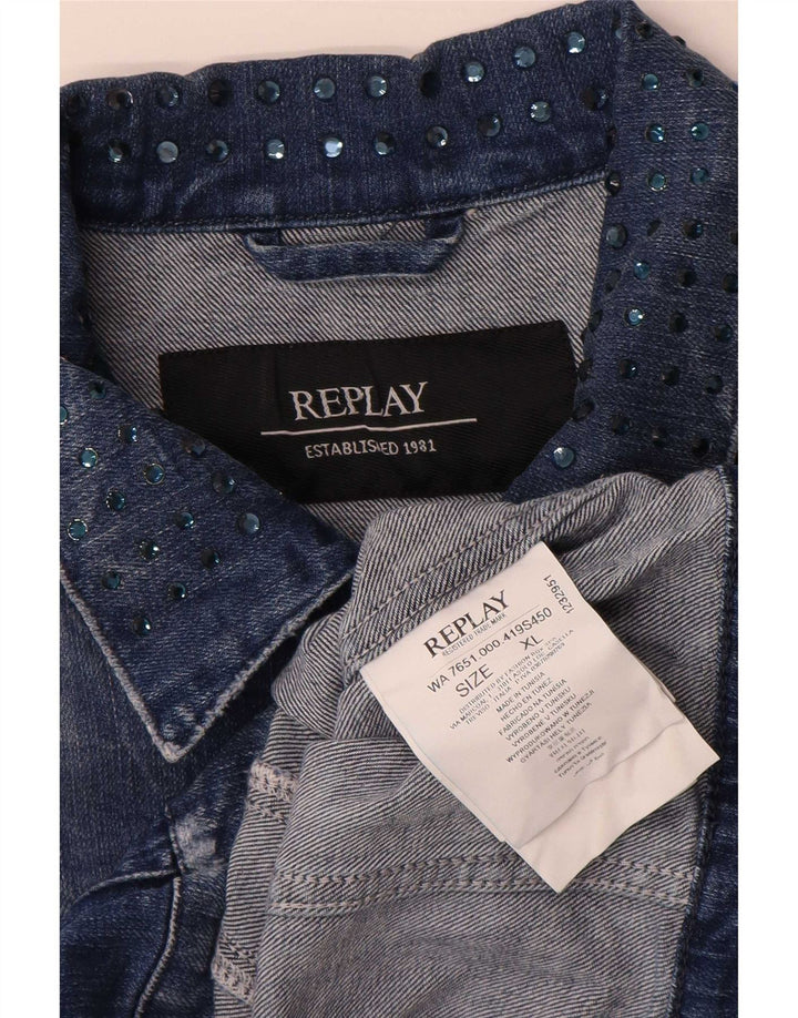 Jachetă de blugi pentru femei Replay UK 18 XL, bumbac albastru