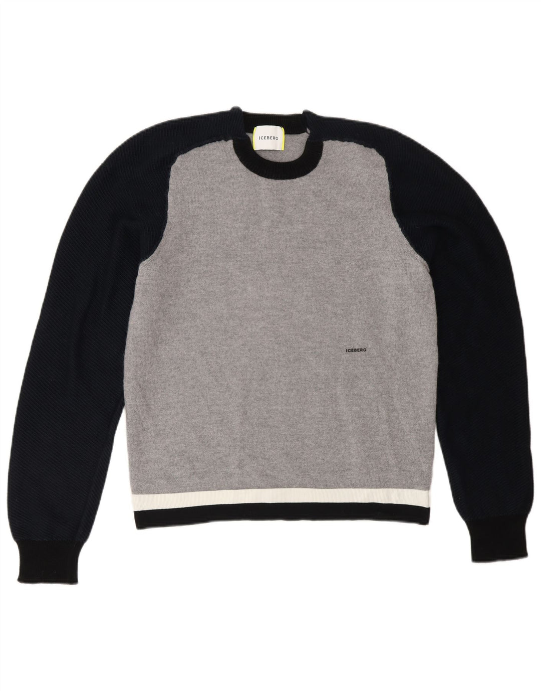 Pulover Iceberg pentru femei cu decolteu rotund UK 12 Gri mediu Lână bloc de culoare