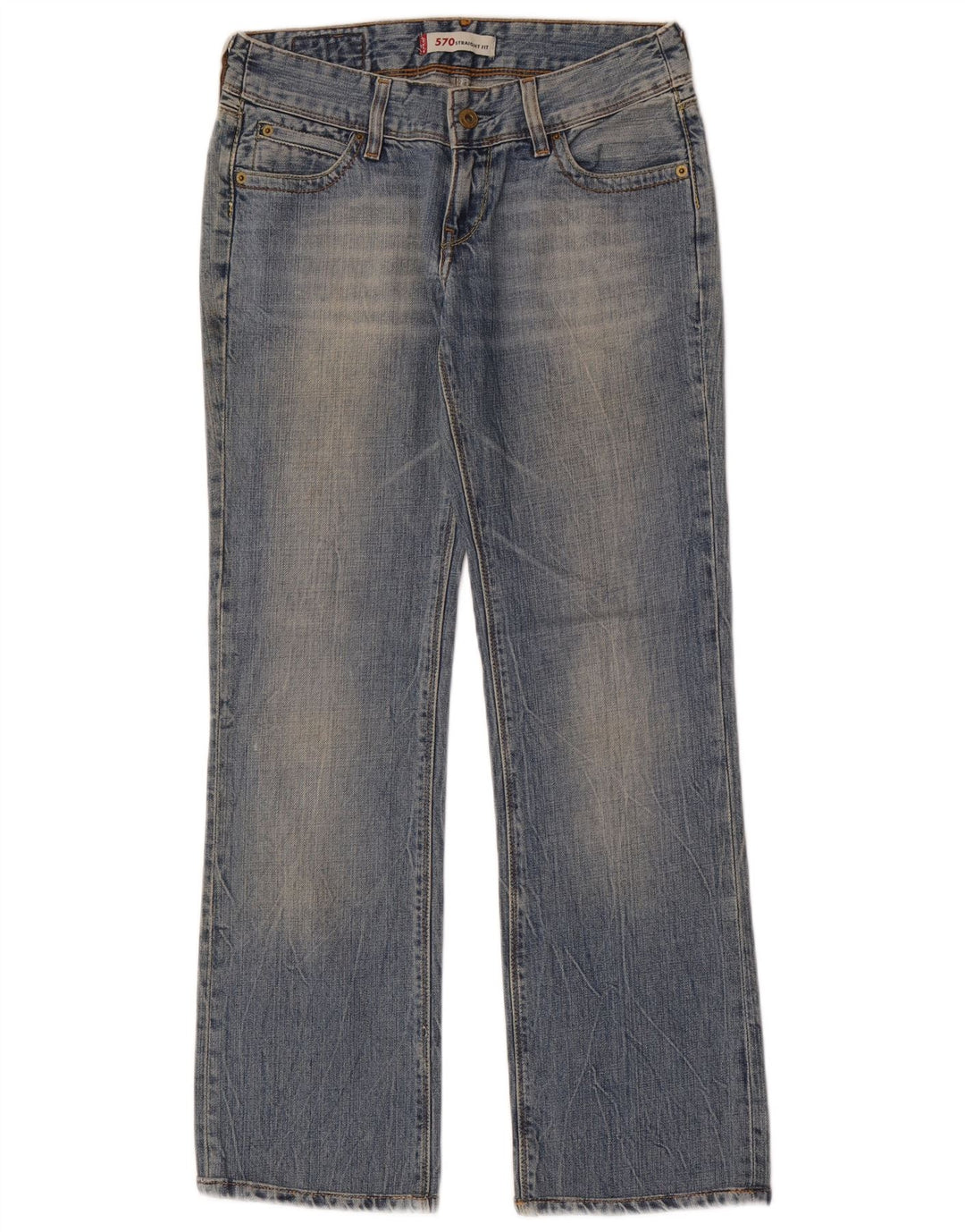 Blugi drepti pentru femei Levi's 570 W28 L30 Bumbac albastru