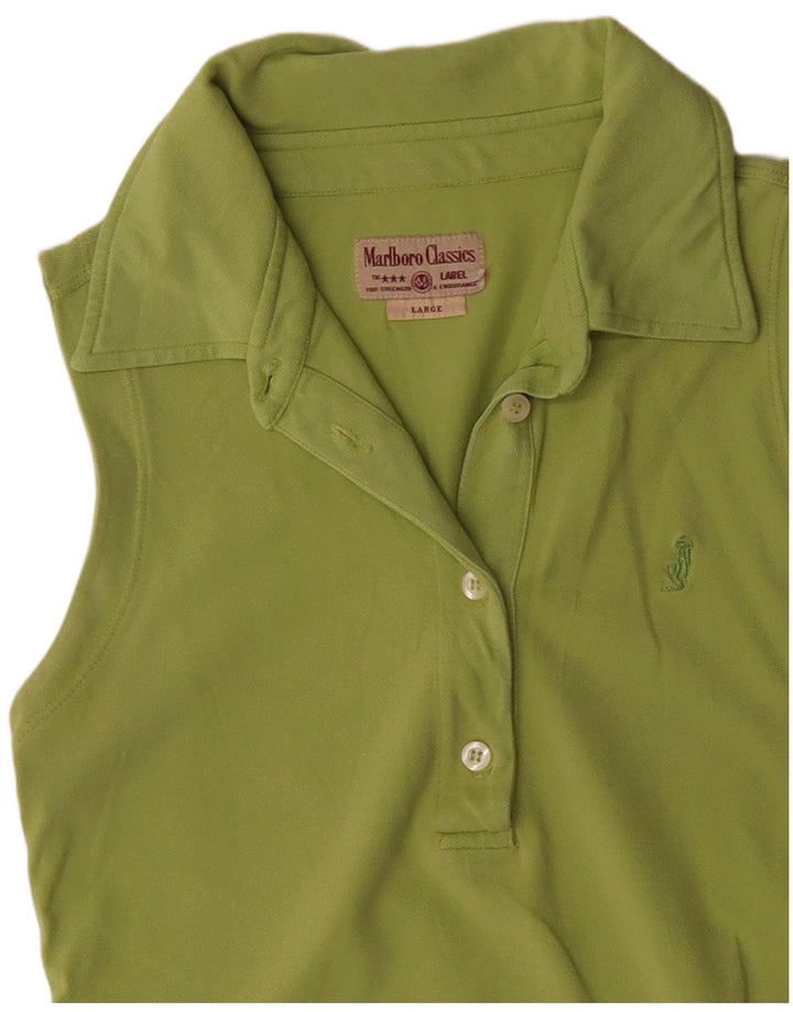 MARLBORO CLASSICS Tricou polo fără mâneci pentru femei UK 14 mare bumbac verde
