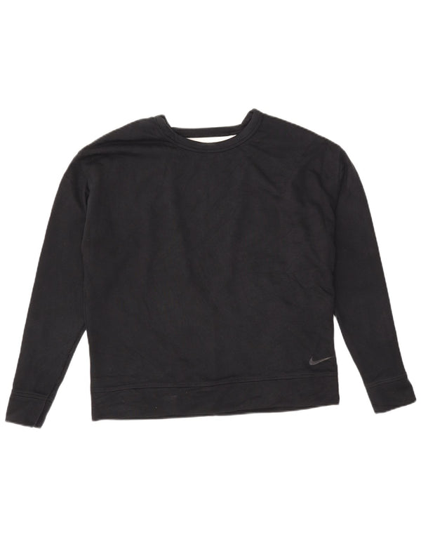 Pulover supradimensionat Nike Dri Fit pentru femei UK 10 Bumbac negru mic