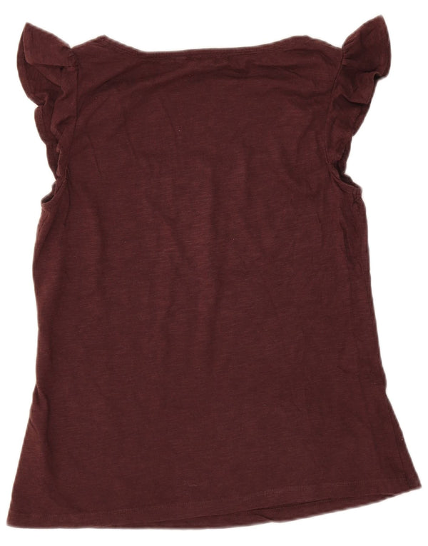 Fat Face Bluză Femei Top UK 10 Small Burgundy Bumbac