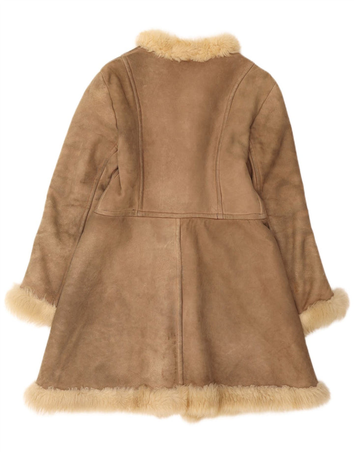 Palton vintage pentru femei din shearling UK 10 mic maro
