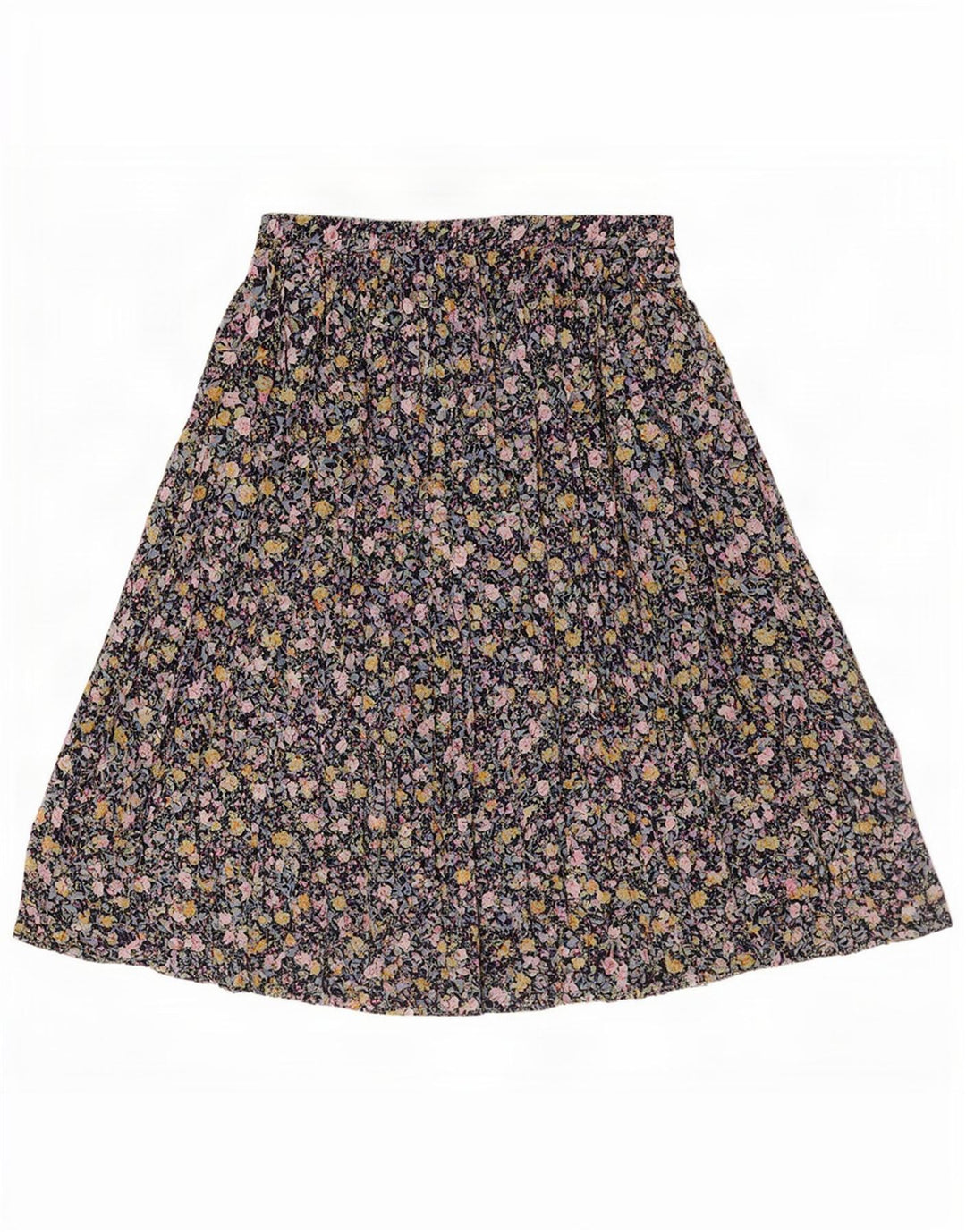 Fusta A-Line pentru femei Vintage W34 Poliester Floral Albastru Marin Mare