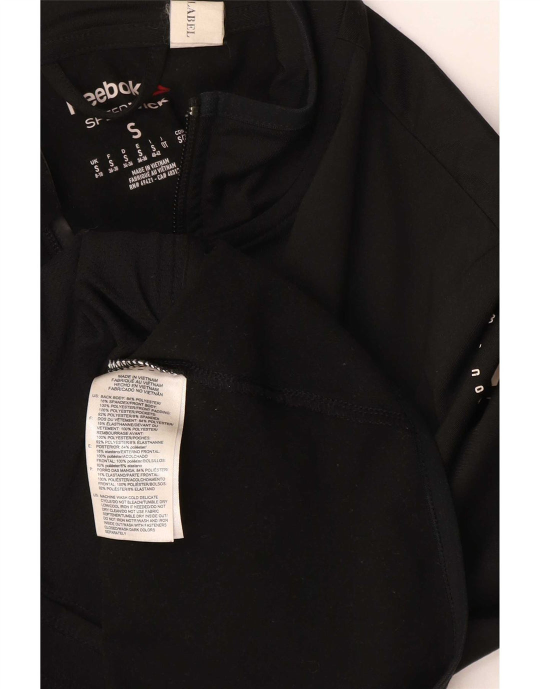 Jachetă de top pentru trening grafic Reebok pentru femei UK 8/10 Poliester negru mic