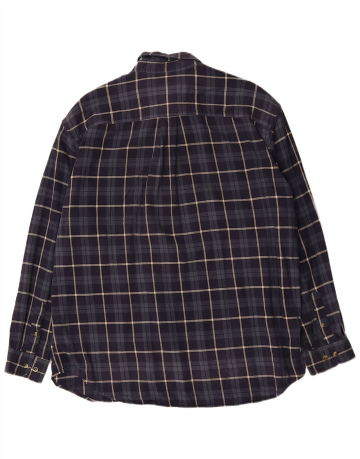 Cămașă de flanel pentru bărbați Eddie Bauer, mare din bumbac cu carouri bleumarin