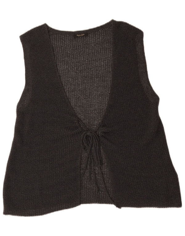 Pulover cardigan fără mâneci pentru femei Massimo Dutti UK 14 gri mediu