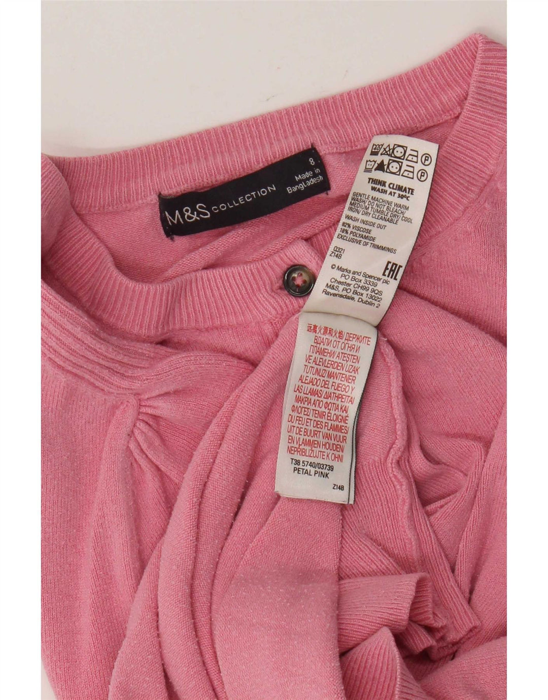 Pulover cardigan pentru femei Marks & Spencer UK 8 mic roz viscoză