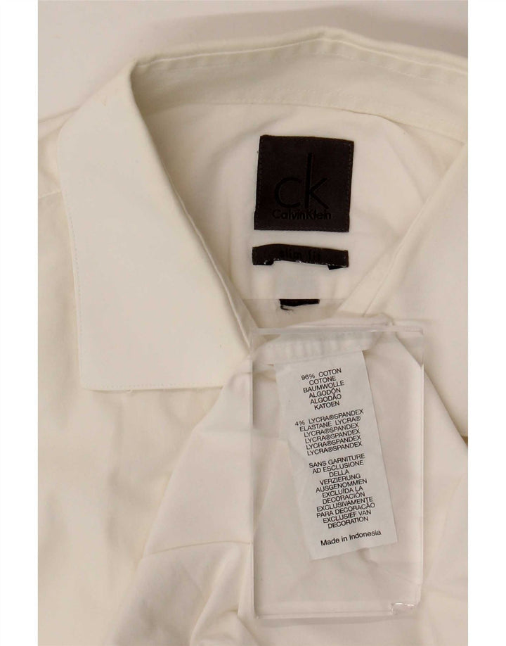 Cămașă cu mânecă scurtă pentru bărbați Calvin Klein, bumbac alb mediu