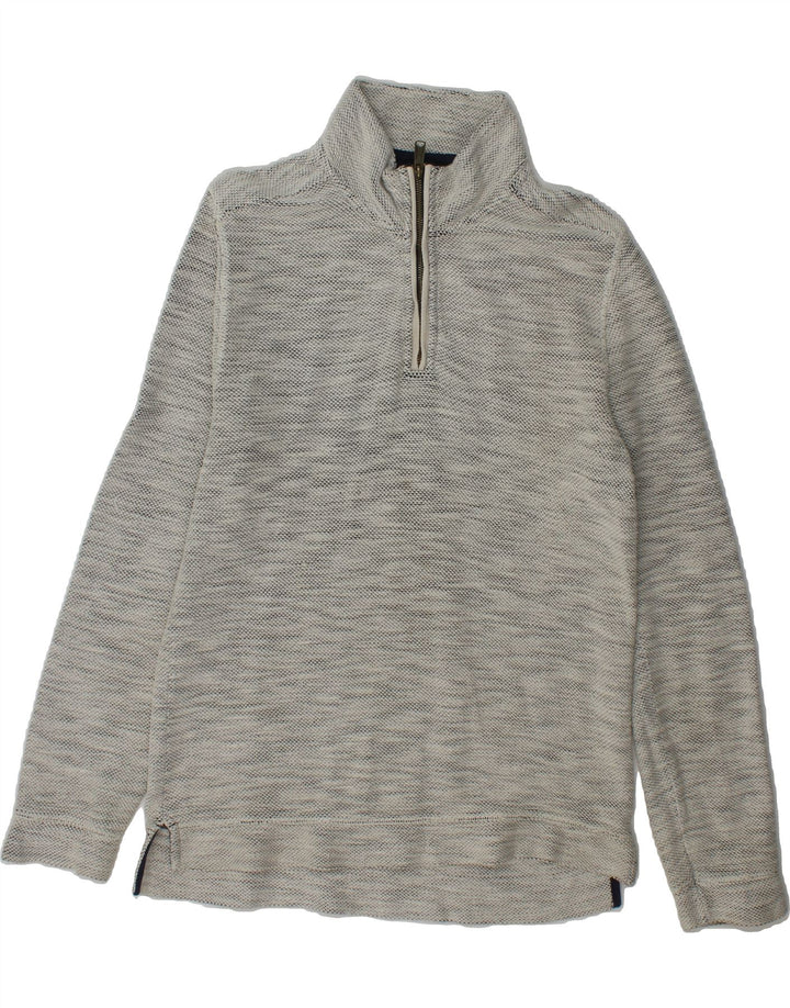 FAT FACE Mens Zip Neck Sweatshirt Jumper Medium Grey Cotton Vintage Fat Face and Second-Hand Fat Face from Messina Hembry 