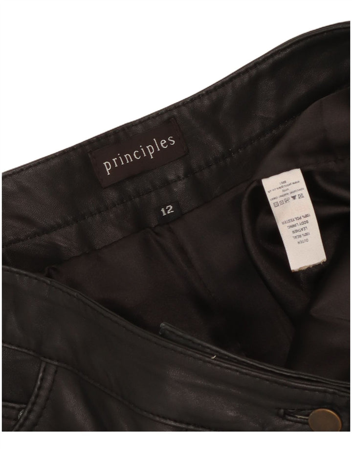 PRINCIPII Pantaloni subțiri pentru femei UK 12 Medium L34 L30 Piele neagră