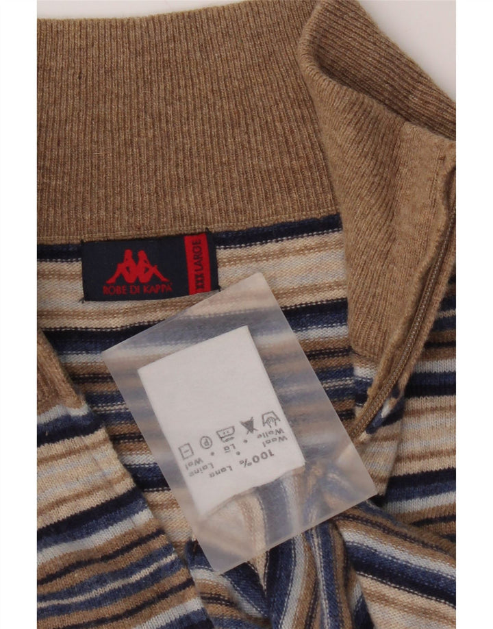 Pulover pentru bărbați Kappa, cu fermoar și gât, 3XL, lână cu dungi multicolore