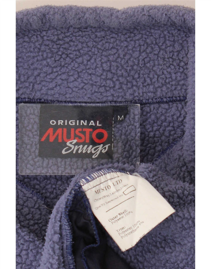 Pulover pentru bărbați Musto, cu fermoar, decolteu, fleece, mediu, bleumarin, poliester color bloc