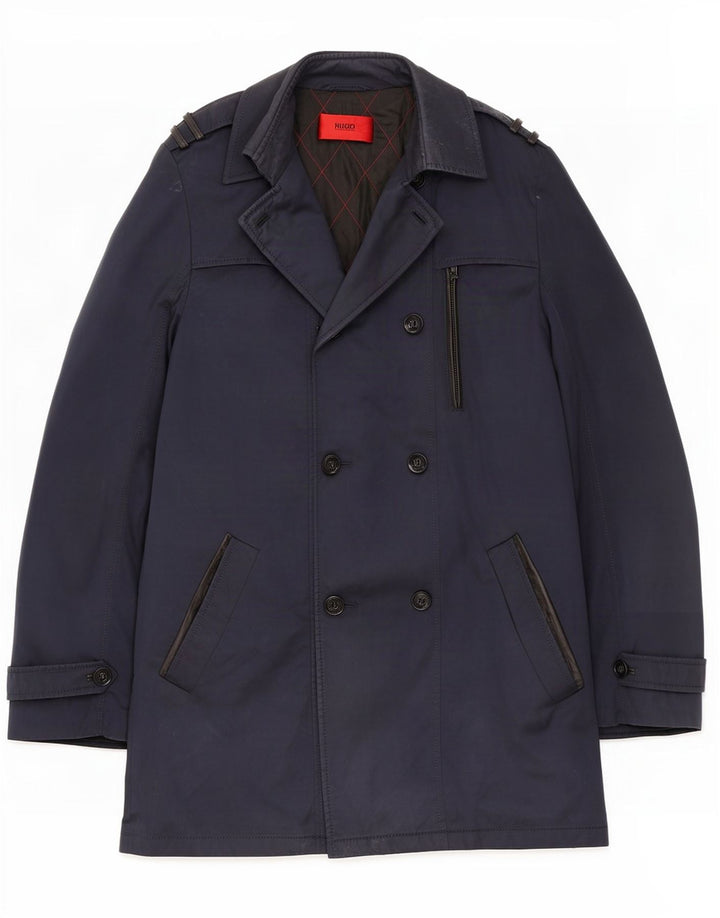 Trench pentru bărbați Hugo Boss EU 48 Medium Bleumarin Bumbac