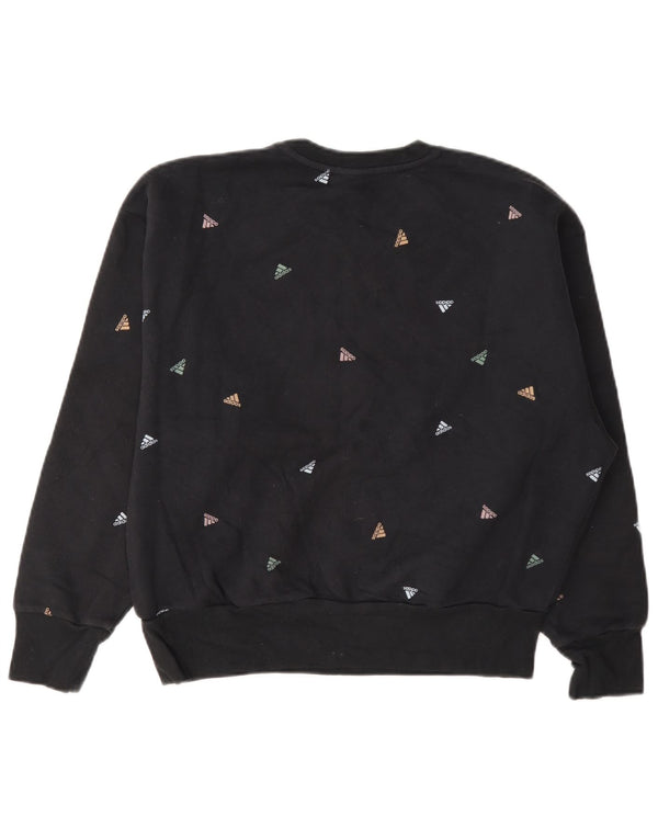 Pulover pentru damă Adidas Graphic Pulover UK 14, mare, negru, bumbac
