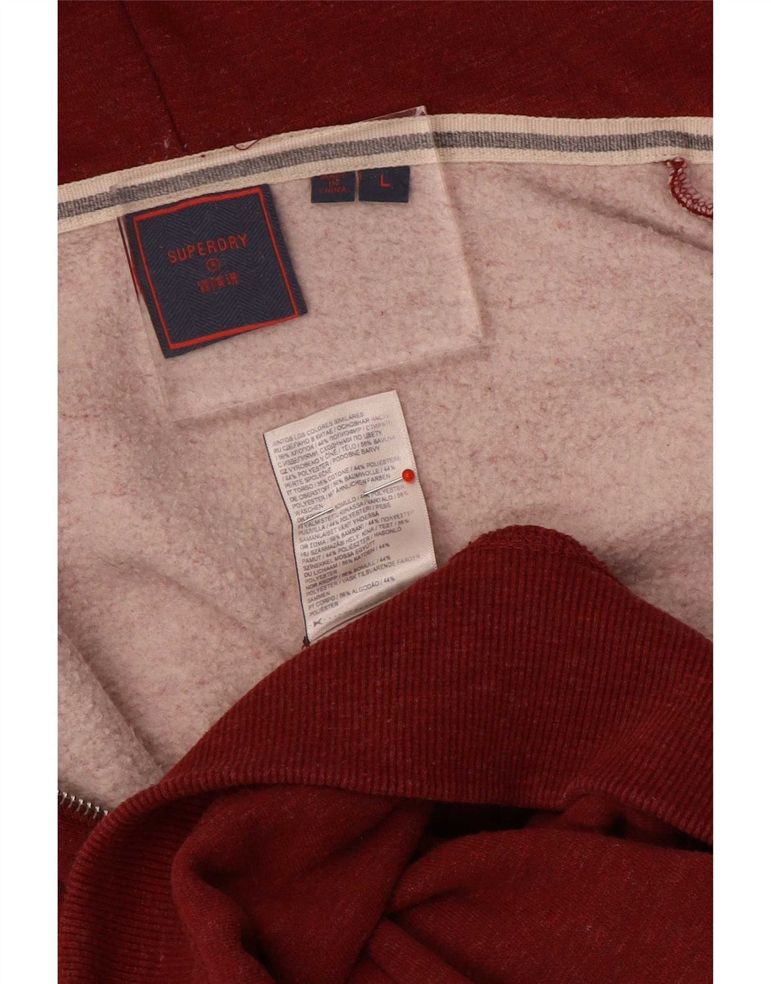Pulover Superdry pentru bărbați, cu fermoar, bumbac roșu mare