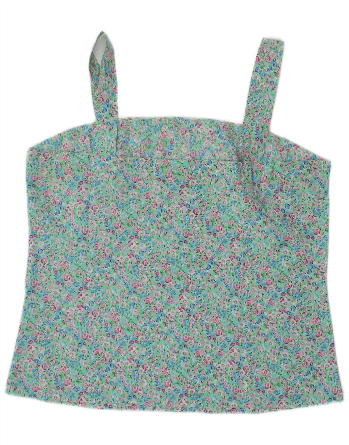 Vintage Cami Top pentru femei UK 10 Small Turcoaz Floral