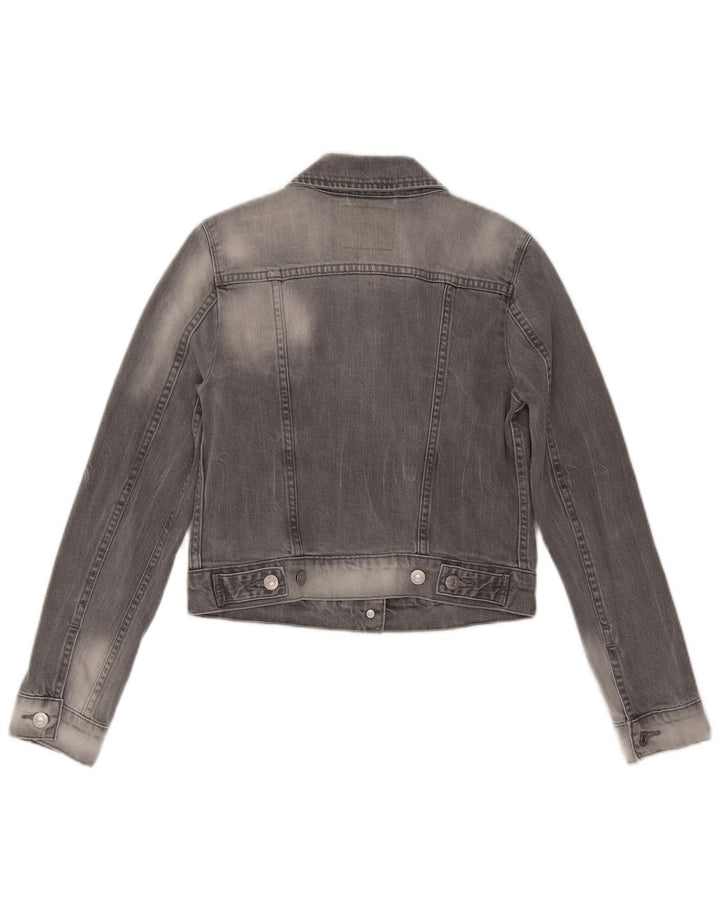 Jachetă LEVI'S Crop Denim UK 10 Bumbac gri mic