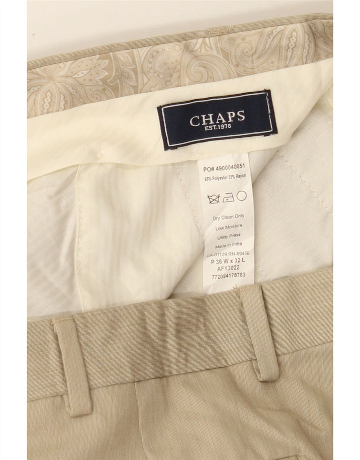 CHAPS Mens Straight Suit Trousers W36 L32 Beige Polyester Vintage Chaps and Second-Hand Chaps from Messina Hembry 