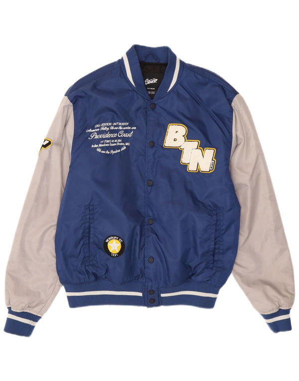 Jachetă pentru bărbați Pull & Bear Boston Varsity UK 38 Medium Blue Colorblock