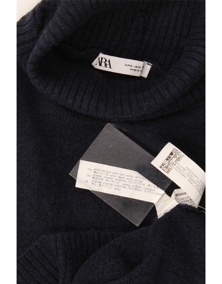 Pulover supradimensionat pentru femei Zara, cu gât rulat, UK 10 Mic, bleumarin