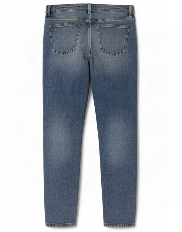 Zara, blugi mom distressed slim pentru femei W26 L30 bumbac albastru