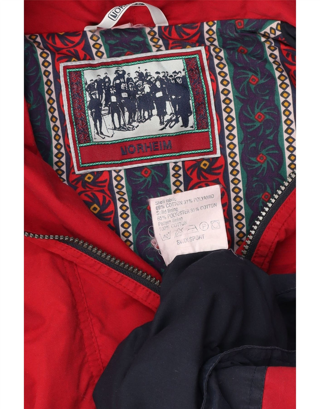 Jachetă anorak cu glugă pentru bărbați NORHEIM UK 40, mare, roșu, bumbac color bloc