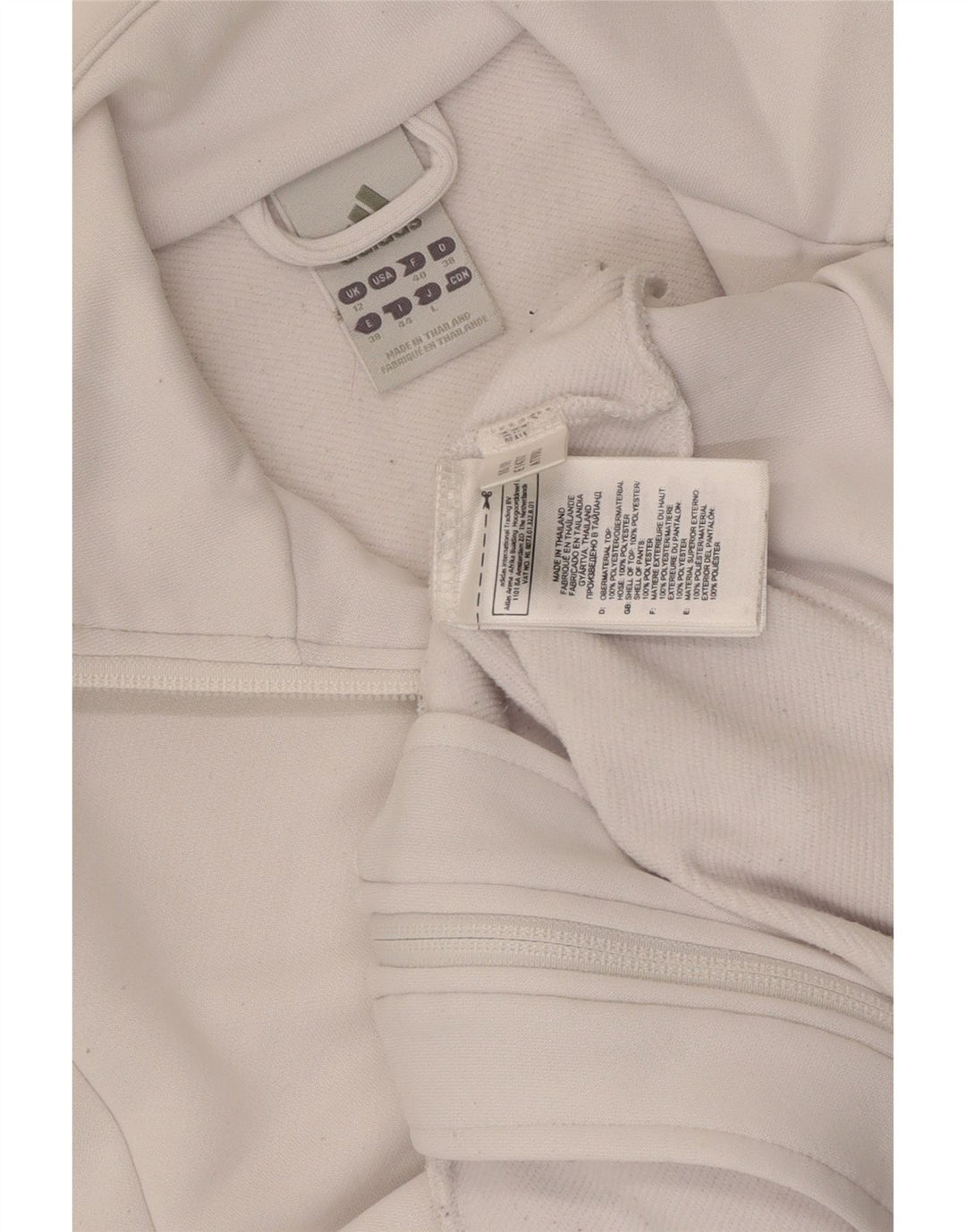 Jachetă de trening pentru femei Adidas UK 12 Poliester alb mediu