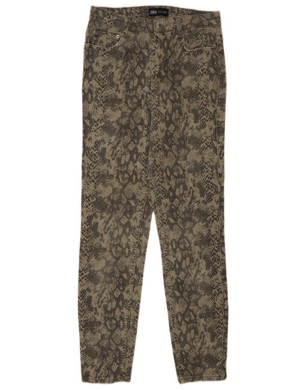 Blugi slim pentru femei Zara EU 40 Medium L30 L28 Kaki Animal Print