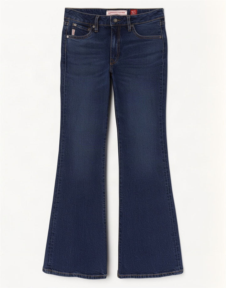 Blugi evazați pentru femei Superdry W28 L32 bumbac bleumarin