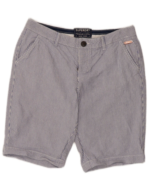 Pantaloni scurti chino Superdry pentru femei UK 8 Small W30 Blue Pinstripe Bumbac