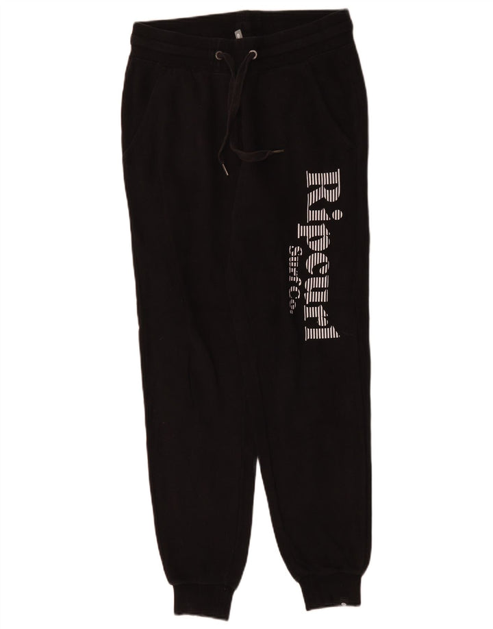 RIP CURL Pantaloni de trening grafic pentru femei Joggeri UK 8 Bumbac negru mic