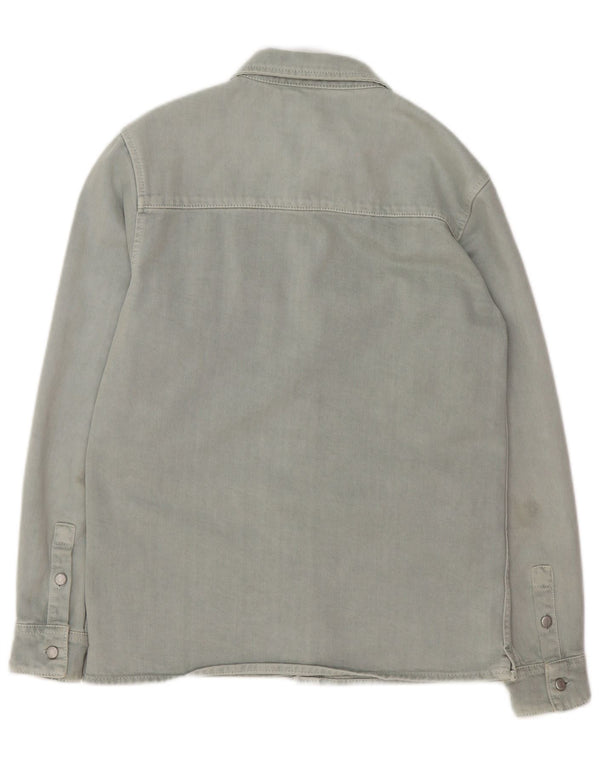 Cămașă din denim pentru bărbați Zara, bumbac verde mic