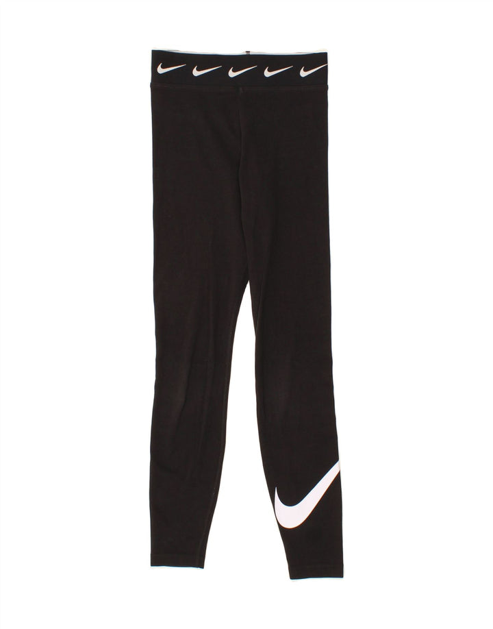 NIKE Womens Graphic Leggings UK 4 XS Black Polyester Vintage Nike and Second-Hand Nike from Messina Hembry 
