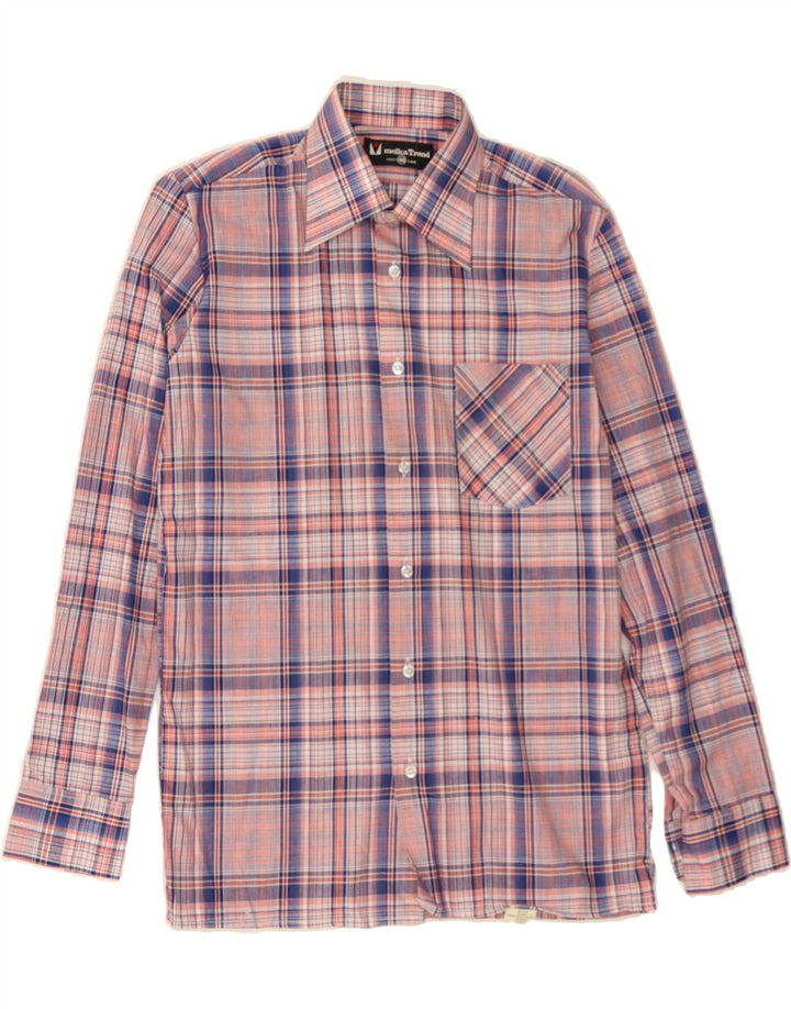 MELKA Mens Shirt Size 40 Medium Pink Check Cotton Vintage Melka and Second-Hand Melka from Messina Hembry 
