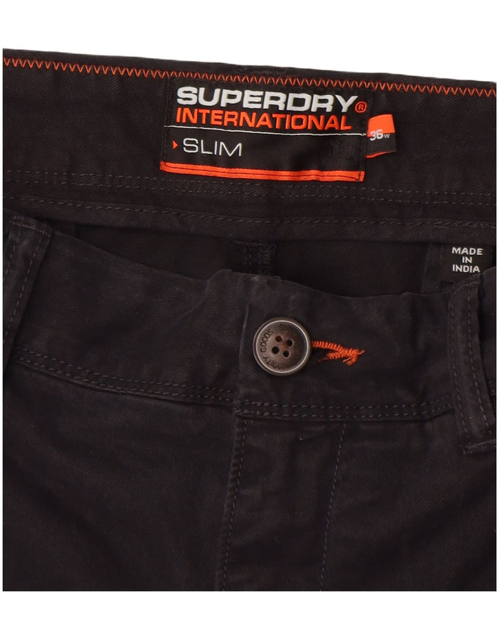 Pantaloni scurți chino subțiri Superdry pentru bărbați W36, bumbac negru mare