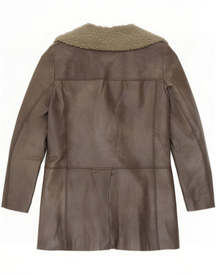 Jachetă vintage pentru femei din shearling UK 10 Small Gri